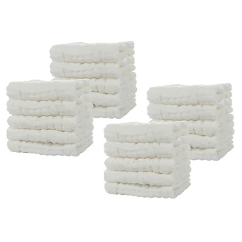 Детские муслиновые банные полотенца, 20 упаковок многоразовых мягких впитывающих хлопчатобумажных полотенец для лица, для нежной кожи ребенка белого цвета