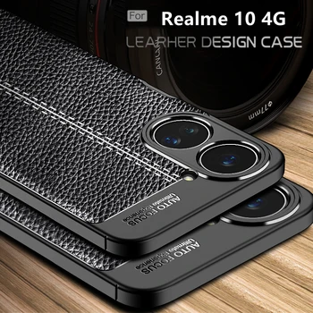 Для Чехла Realme 10 4G Чехол Для OPPO Realme 10 4G Саппу Оригинальная Задняя крышка телефона Из мягкой ТПУ Кожи Для Чехла Realme 10 Pro Plus