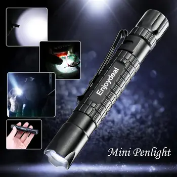 1000LM 1 Режимный светодиодный фонарик, Тактический мини-фонарик, карманный фонарик с зажимом для ручки, батарейка AAA, edc, фонарь для кемпинга на открытом воздухе, охотничьи фонари