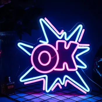 Изготовленная на заказ неоновая световая Вывеска “OK”, светодиодная буква, Большая Свадебная Настенная текстовая вывеска, украшение бара, вечеринки, дома, Прямая поставка