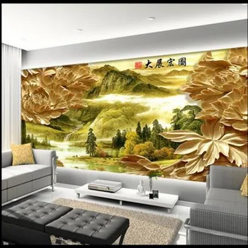 beibehang Изысканные обои ТВ фон пион домашняя декоративная живопись большие фрески для гостиной 3D настенные фрески обои