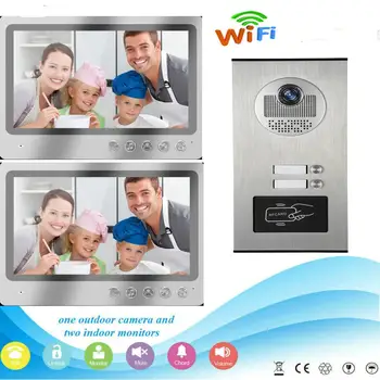 SmartYIBA 2-х Квартирное приложение Дистанционное управление 9-дюймовый Монитор Wifi Беспроводной Видеодомофон Дверной Звонок Домофон RFID Система камеры