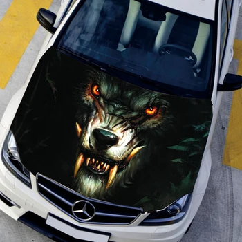 HD Струйная наклейка на автомобильную крышку в стиле масляной живописи Wolf King, наклейки на капот, автомобильные аксессуары, наклейка с винилом для авто CNS9321