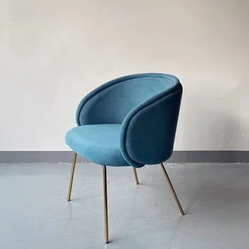 Итальянский минималистичный стул, Мягкая сумка из железного бархата, Кресло для кафе, Обеденный стул