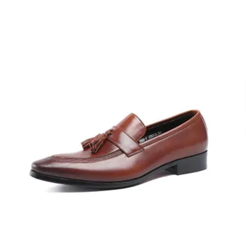 Мужская деловая Повседневная Кожаная обувь с острым носком, мужская обувь из натуральной кожи для свадебного шопинга, работы