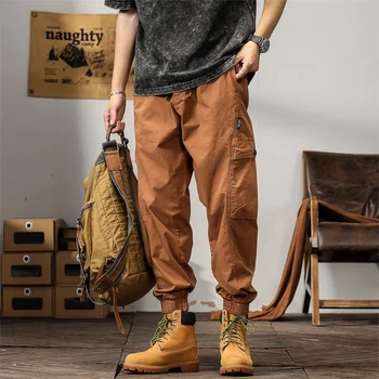 Весенние Повседневные брюки-карго цвета Хаки Высокого Качества, мужская одежда, военные тактические Джоггеры для бега, Камуфляжные модные брюки с несколькими карманами