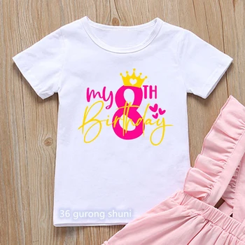 Новая футболка для девочек с днем рождения от 3 до 9 лет, футболки с графическим принтом на день рождения, детская одежда для дня рождения, футболки для мальчиков, топы