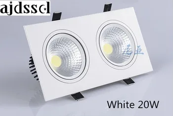 Светодиодный светильник, двойной белый квадратный светильник с регулируемой яркостью, точечный светильник COB, 2x10 Вт, 20 Вт, потолочные встраиваемые светильники, внутреннее освещение