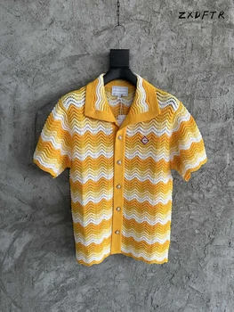 ZXDFTR Для мужчин 2023SS, вязаный свитер с градиентным волнистым рисунком, рубашка