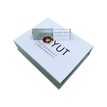 Бесплатный пользовательский логотип Silver Crystal USB3.1 Высокоскоростной флеш-накопитель объемом 64 ГБ и белая подарочная коробка (по умолчанию красный светодиодный индикатор).
