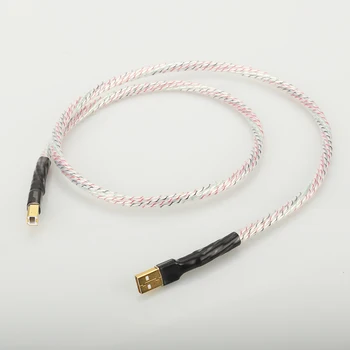Hi-Fi высококачественный посеребренный + защитный USB-кабель Высокого качества от типа A до типа B, Hi-Fi кабель для передачи данных