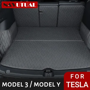 Кожаный Багажник Для Tesla Model Y Аксессуары Для Ковриков В Багажник 2022 Подкладка Для Багажника Tapis Coffre Cargo 2019-2023 Аксессуары Для Tesla Y Model Y