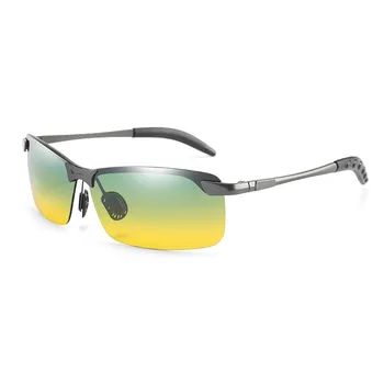 Прямоугольные Дневные Ночные Солнцезащитные очки, Мужские Поляризованные Очки, Мужские Солнцезащитные очки Ночного видения, Спортивные Блики, Очки для вождения, UV400