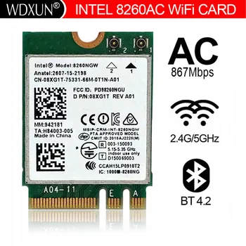 Intel Wireless-AC 8260 8260NGW 8260ac NGFF M.2 Двухдиапазонная карта 802.11a/b/g/n/ac 867 Мбит/с BT 4.2 Модуль Wi-Fi Сетевая карта