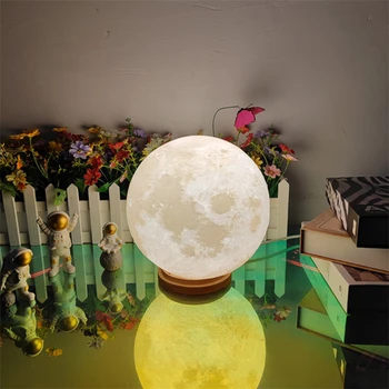 Современная 3D печать лунная лампа прикроватная лампа для спальни умное приложение для граффити ночник настольная лампа moon planet
