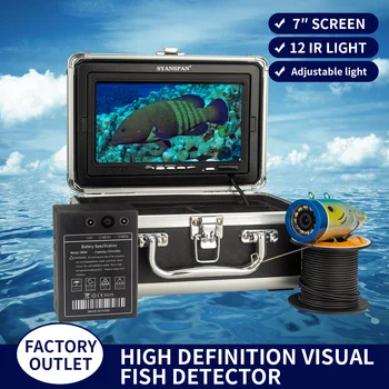 WF01PLUS 1080P 7-дюймовая камера для подводной рыбалки, 12 белых светодиодных видеокамер для подледной рыбалки с 15-метровым кабелем DVR опционально