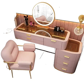 Розовый Туалетный столик с Зеркалом, Комод для спальни, Шкаф для хранения, Туалетный столик, Туалетный столик, Туалетный столик, Мебель для спальни, Скандинавский Макияж