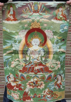 36 дюймов Тибетская шелковая вышивка Ваджрадхара Ваджрабхайрава Богиня Тханка картины фрески