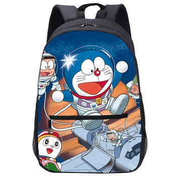 Школьный рюкзак Doraemon для учащихся начальной и средней школы, 17 дюймов, уменьшающий нагрузку и защищающий позвоночник, повседневный детский рюкзак