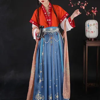 3 Цвета, Оригинальные Платья Династии Тан Ханфу, 4 шт., Китайское платье для Женщин, Осенние Костюмы Древней Принцессы для Косплея на Хэллоуин