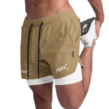 Ношение летних мужских спортивных шорт, Поддельных быстросохнущих двухслойных баскетбольных штанов из двух частей, непромокаемых Спортивных штанов для бега