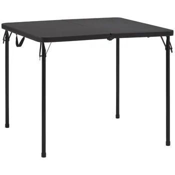 34-дюймовый квадратный стол из смолы, раскладывающийся пополам, насыщенного черного цвета