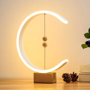 Nordic, балансирующая на магнитной левитации, прикроватные декоративные настольные лампы для спальни, настольная лампа из бука, держатель для лампы, креативный подарок