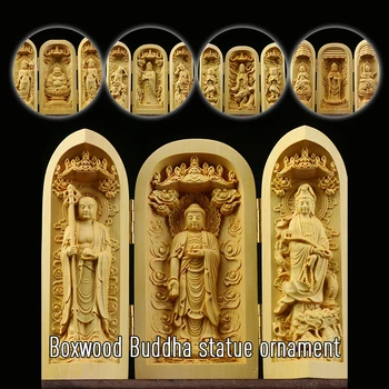 Тибетский Буддизм Самшит Кван-Инь Шакьямуни Гуаньинь 3 Коробка Для Статуи Бога Будды Складная Коробка Для Статуи Будды Домашний Декор Храма Орнамент