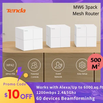 Tenda MW6 AC1200 Сетчатый WiFi-маршрутизатор 2,4 и 5 ГГц Гигабитный маршрутизатор Tenda Mesh-маршрутизатор Двухдиапазонный WIFI-расширитель диапазона до 500 м2