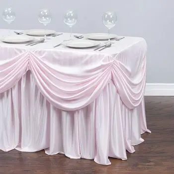 4 фута Белой шелковой юбки для стола со стразами для Свадебной вечеринки, банкета, Бесплатная доставка