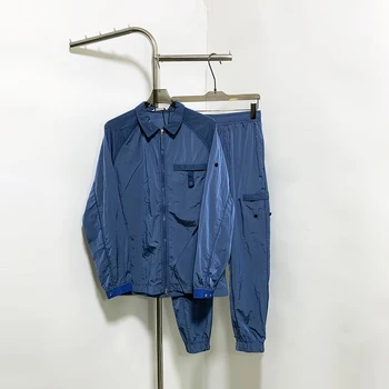 Высококачественные куртки с металлической застежкой-компасом на молнии и комплект брюк для мужчин, удобные для хранения куртка и брюки с отложным воротником