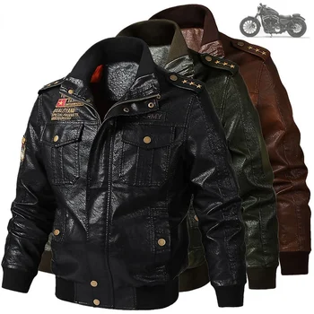 2022, Мужская Классическая мотоциклетная куртка, Зимняя Толстая Мужская Кожаная куртка, Осенняя куртка на молнии, Байкерское пальто Большого размера