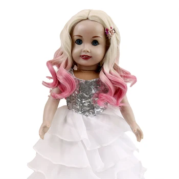 18-дюймовый Парик для волос американских кукол, Градиентные Вьющиеся волосы, аксессуары для кукол 