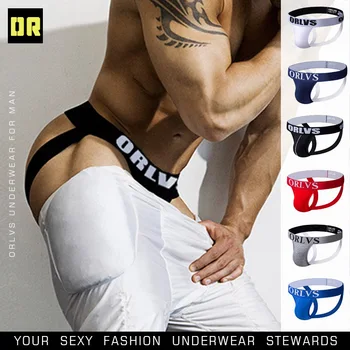 ORLVS, новые трусики в том же стиле, хлопковые мужские стринги, сексуальные дышащие, гей-трендовые, эластичные двойные стринги
