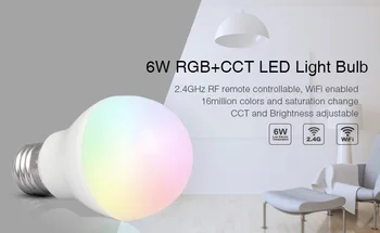Бесплатная доставка Mi Light RGB + CCT 6 Вт светодиодная лампа 2,4 ГГц E27 смарт-мобильный телефон WIFI светодиодная лампа AC85V-265V с регулируемой яркостью Лампада Огни