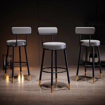 Высокие обеденные стулья в скандинавском стиле с кожаными металлическими ножками, Современные стулья для балкона, гостиной, офиса, кухни, спальни, шезлонги, мебель