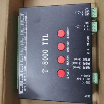 DC5V 12V-24V T-8000A TTL светодиодный пиксельный SPI контроллер с программой для SD-карты Для ws2812b/WS2811/LPD6803/DMX512 светодиодная лента