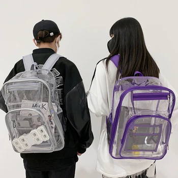 Летний Женский рюкзак Из Прозрачного ПВХ, Повседневные сумки для книг, Рюкзак для студентов Колледжа, Мужская Модная Прозрачная сумка