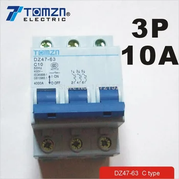 Автоматический выключатель 3P 10A 400V ~ 50HZ/60HZ MCB C ТИПА