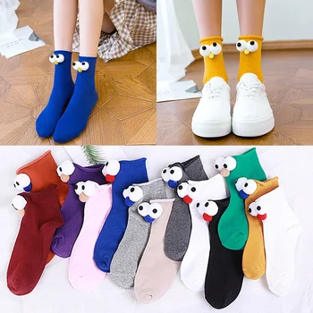 Забавные носки, женские короткие хлопковые носки, лидер продаж, дизайнерские модные забавные милые носки в стиле Харадзюку каваи, счастливые милые носки