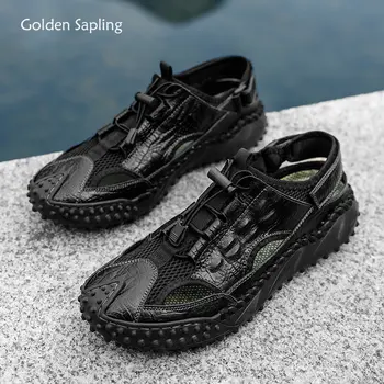 Пляжные сандалии Golden Sapling, мужская обувь из натуральной кожи, Уличная водная обувь, Классические мужские сандалии, Летняя Повседневная одежда для дома