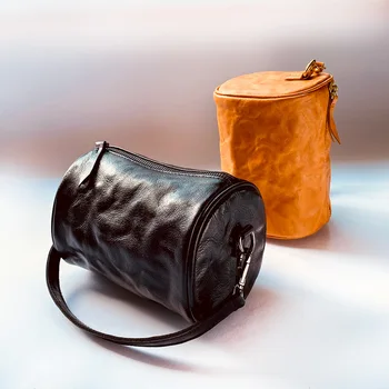 Женская сумка-мешок из натуральной кожи через плечо, кошелек