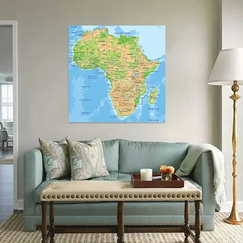 90*90 см, карта Африки на французском языке, нетканый холст, настенный декоративный плакат, Украшение для дома в гостиной, школьные принадлежности