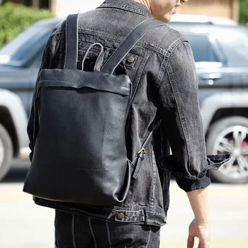 AETOO Первый слой рюкзака из воловьей кожи минималистичного дизайна, простой рюкзак для мужчин и женщин, ручная оригинальная кожаная школьная сумка