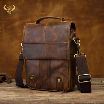 Качественная кожаная мужская Повседневная Дизайнерская сумка-мессенджер на плечо из воловьей кожи, модная сумка через плечо 8 