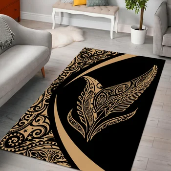 Новозеландский серебряный папоротник, коврик маори, 3D печатный коврик, противоскользящий ковер, украшение для дома, тематический ковер для гостиной