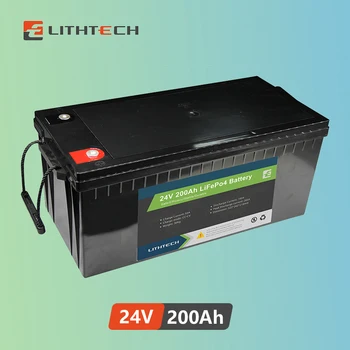Литий-ионный аккумулятор Lithtech Lifepo4 BMS 12v 24V 100ah 120ah 150ah 200ah 300ah Lifepo4 24v