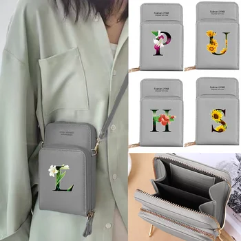 Кошелек Женский Новый Кошелек для карт, сумки для мобильных телефонов с сенсорным экраном, Цветочная женская сумка через плечо с цветочным принтом, Маленькая сумочка