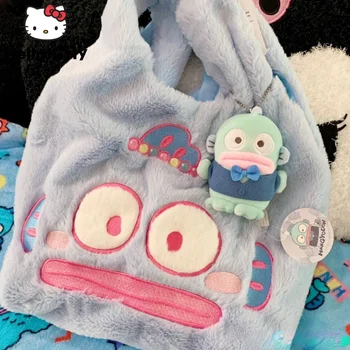 Sanrio Hankyodon Fish Плюшевая женская сумка-мессенджер Kawaii Аниме Мультфильм Креативная сумка Y2k Большая Вместительная сумка-тоут