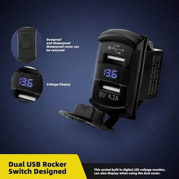 Двойной USB-кулисный переключатель, светодиодный цифровой вольтметр для быстрой зарядки электронных устройств, универсальный для всех автомобилей 12 В-24 В